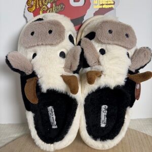 Moon Cake Cow Plush Memory Foam Slippers Women’s M 7/8 EU 38/39 NWT